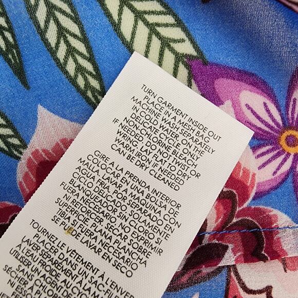 CAbi Dress Womens Large Primrose Blue Floral Knee Length Balloon Sleeve Cover Up - Picture 9 of 9